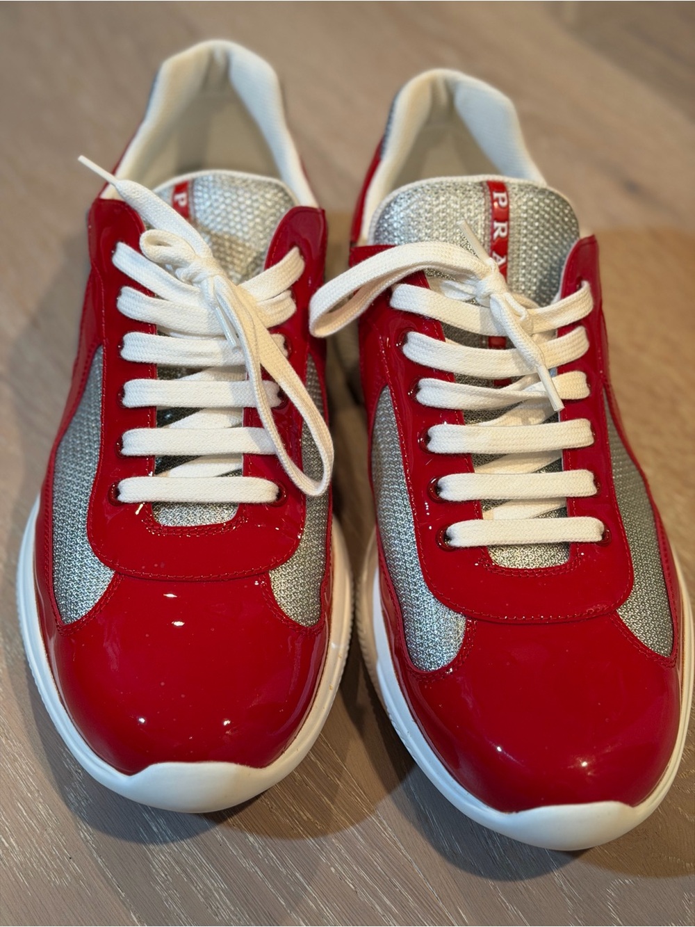 PRADA America’s Cup Sneakers – Red/Silver – Size 11.5 – Made in Italy